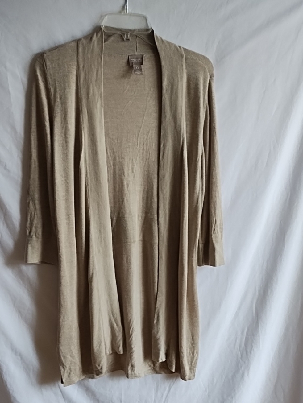 Chicos Women's Open-Front Long Cardigan - Beige